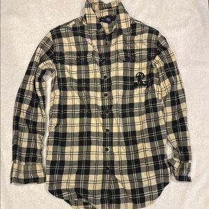 Ralph Lauren Plaid Girls Shirt in Black and Cream